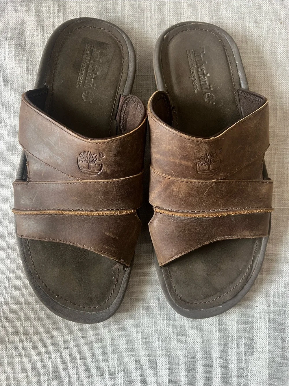 Timberland Earthsteppers Brown Slide Sandals, men’s 11, casual summer logo